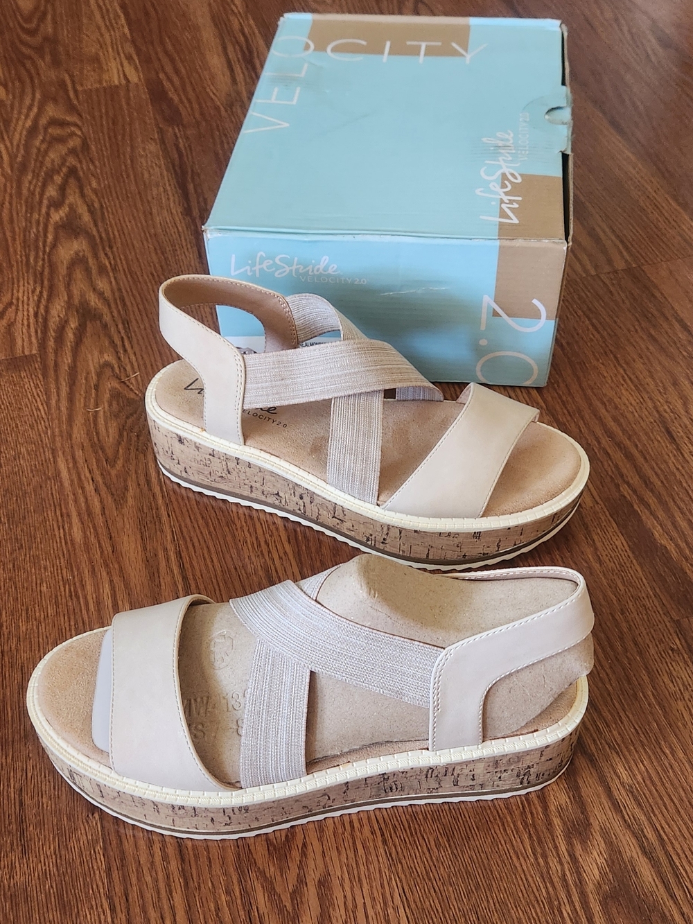 Life Stride Women's Beige Platform Sandals